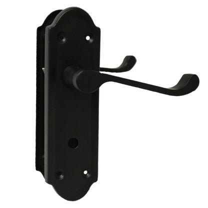 Marketplace JPG companion for Ashford Door Handle Bathroom Lock Scroll Lever - Matt Black Bath Pack