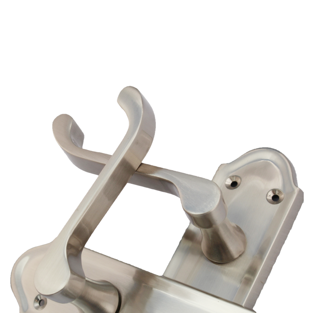 Ashford Door Handle Bathroom Lock Scroll Lever - Satin Bath Pack Hinges