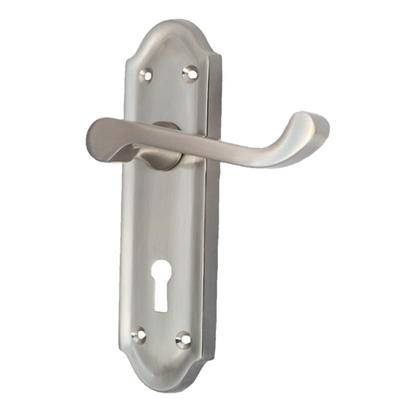 Ashford Door Handle Key Lock Scroll Lever - Satin