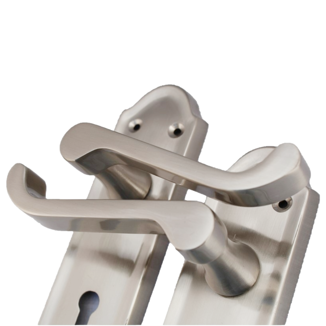 Ashford Door Handle Key Lock Scroll Lever - Satin