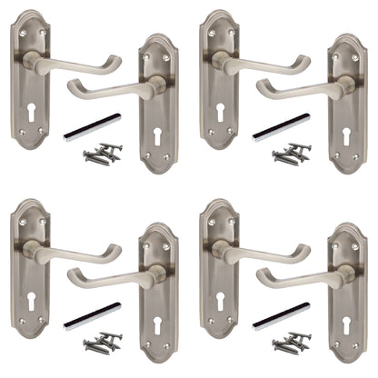 Marketplace JPG companion for Multipack Door Handles Ashford Key Lock Scroll Lever Satin 1/4/6 Pairs - 168mm X 47mm