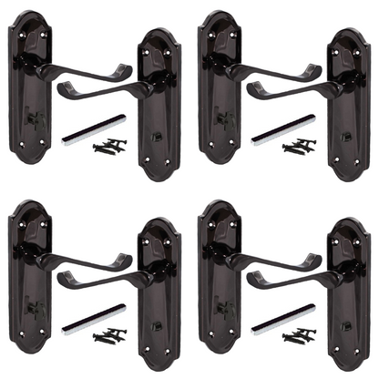Poignées de porte Ashford pour salle de bain, lot de 1, 4 ou 6 paires, nickel noir