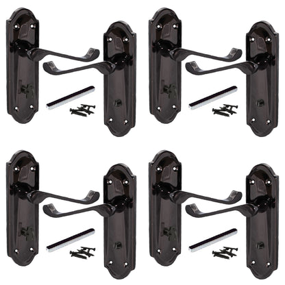 Marketplace JPG companion for Multipack Door Handles Ashford Bathroom Lock Scroll Lever Black Nickel 1/4/6 Pairs - 168mm X 47mm