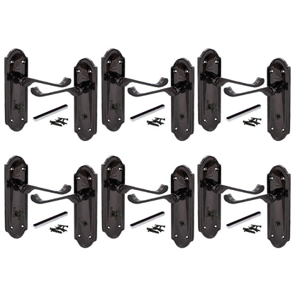 Marketplace JPG companion for Multipack Door Handles Ashford Bathroom Lock Scroll Lever Black Nickel 1/4/6 Pairs - 168mm X 47mm