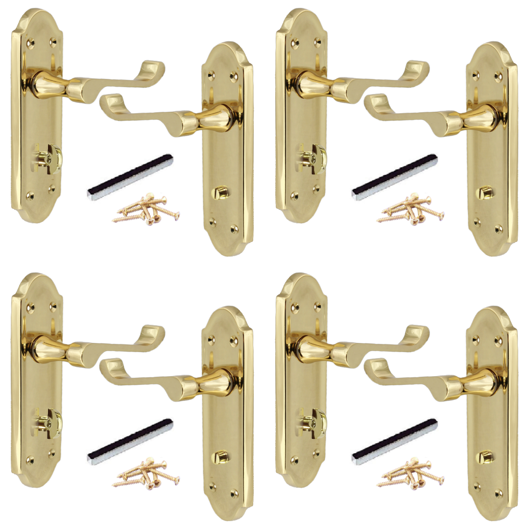 MULTIPACK Door Handles Ashford Bath Victorian Bathroom Handles Brass 1/4/6 Pairs