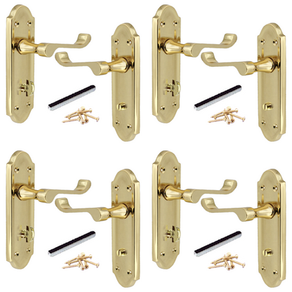 MULTIPACK Door Handles Ashford Bath Victorian Bathroom Handles Brass 1/4/6 Pairs