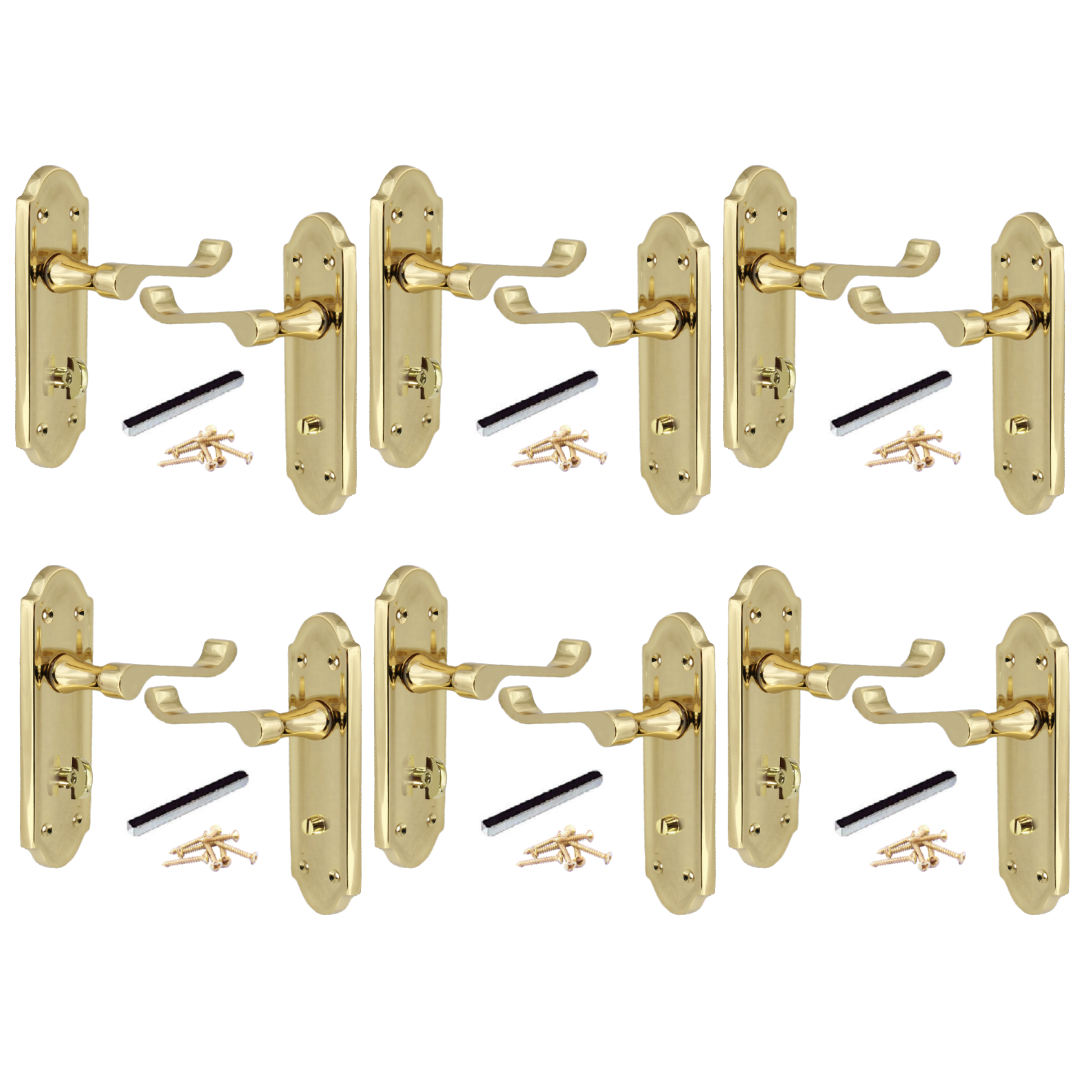 MULTIPACK Door Handles Ashford Bath Victorian Bathroom Handles Brass 1/4/6 Pairs