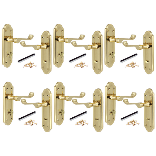 MULTIPACK Door Handles Ashford Bath Victorian Bathroom Handles Brass 1/4/6 Pairs