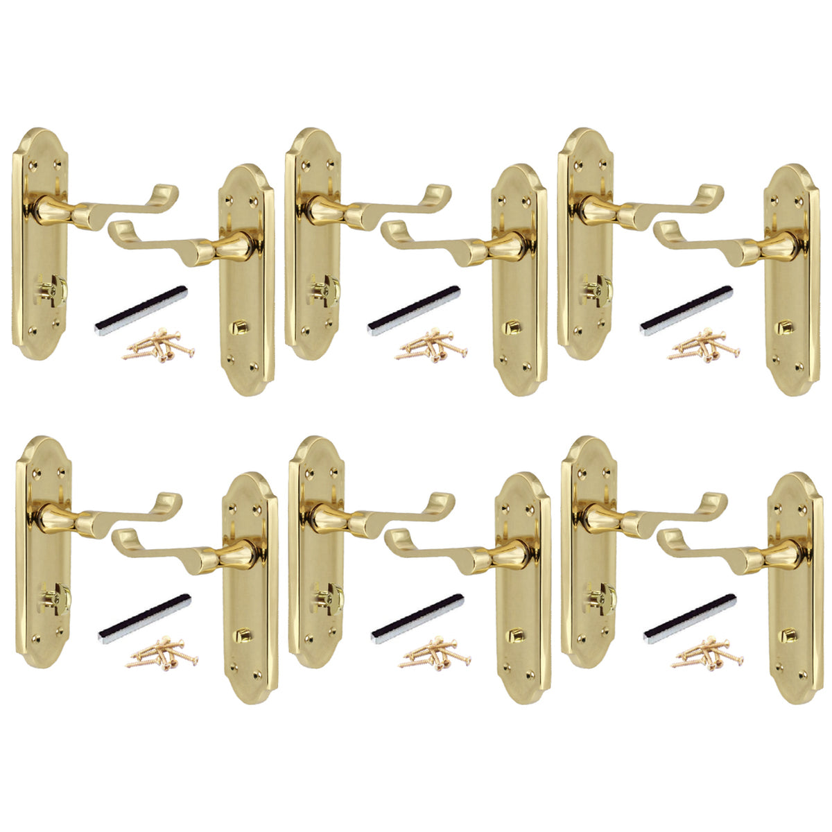 Marketplace JPG companion for Multipack Door Handles Ashford Bath Victorian Bathroom Handles Brass 1/4/6 Pairs