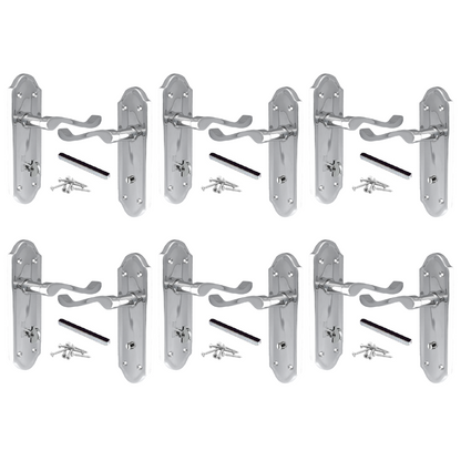 Poignées de porte de salle de bain Ashford, lot de 1, 4 ou 6 paires, chromées, avec levier à défilement
