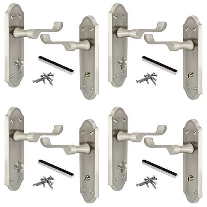MULTIPACK Door Handles Ashford Bath Handle Victorian Bathroom Handle Satin 1/4/6 Pairs