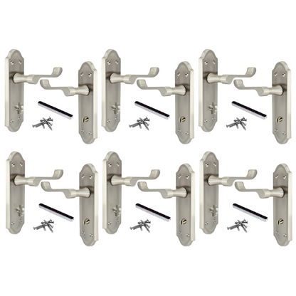 MULTIPACK Door Handles Ashford Bath Handle Victorian Bathroom Handle Satin 1/4/6 Pairs