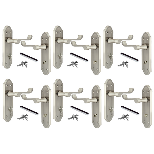 MULTIPACK Door Handles Ashford Bath Handle Victorian Bathroom Handle Satin 1/4/6 Pairs