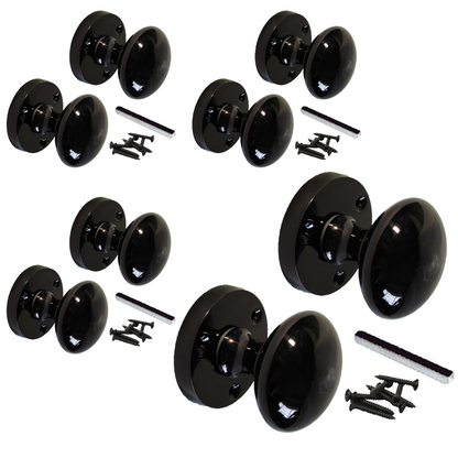 MULTIPACK Door Knobs Victorian Mortice Round Door Knobs Black Nickel 1/4/6 Pairs