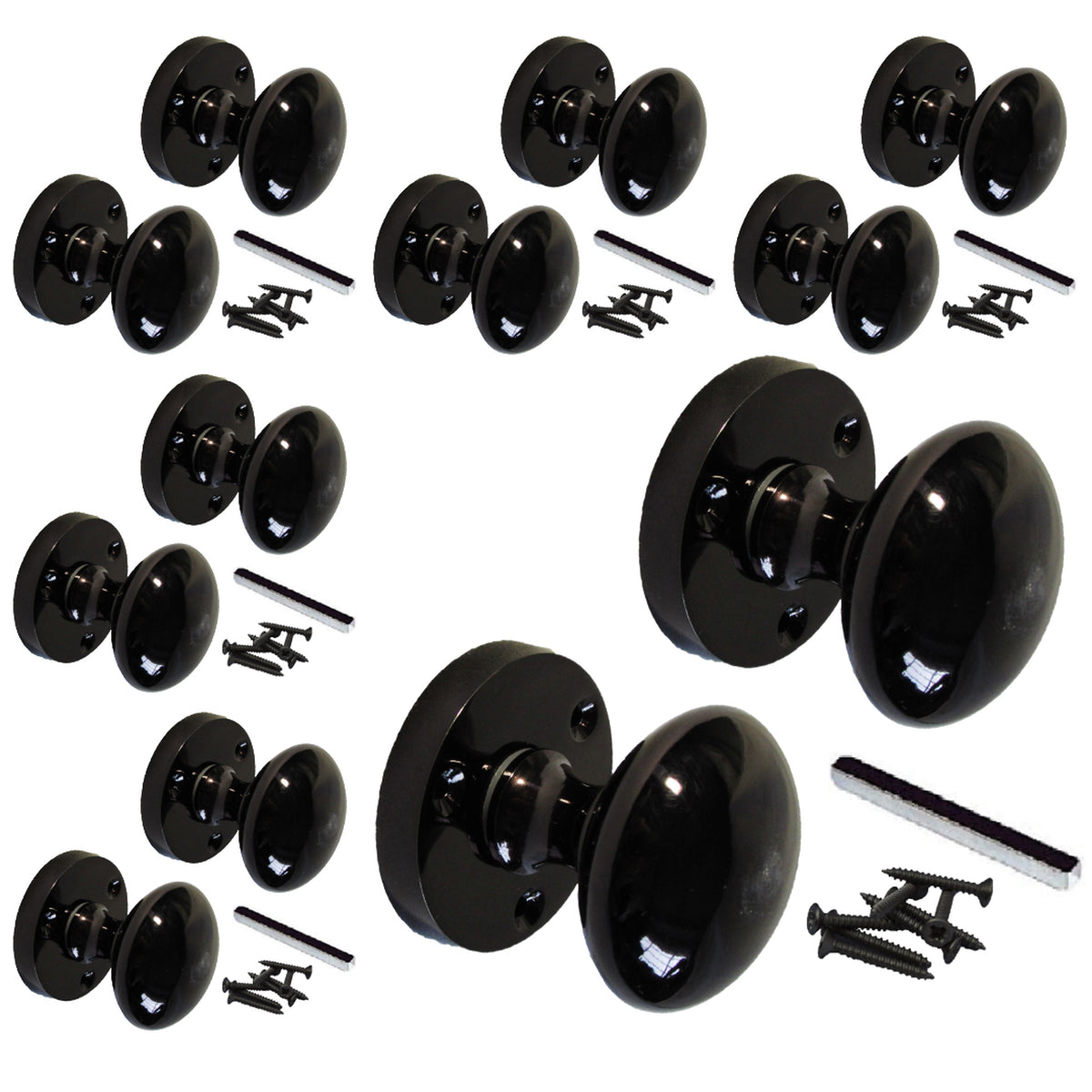 Marketplace JPG companion for Multipack Door Knobs Victorian Mortice Round Door Knobs Black Nickel 1/4/6 Pairs