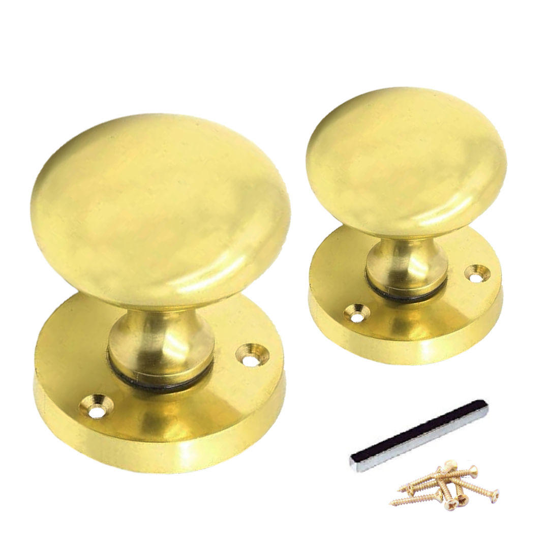 Door Knobs Round Victorian Mortice Knob Sprung - Brass Latch Pack 56mm