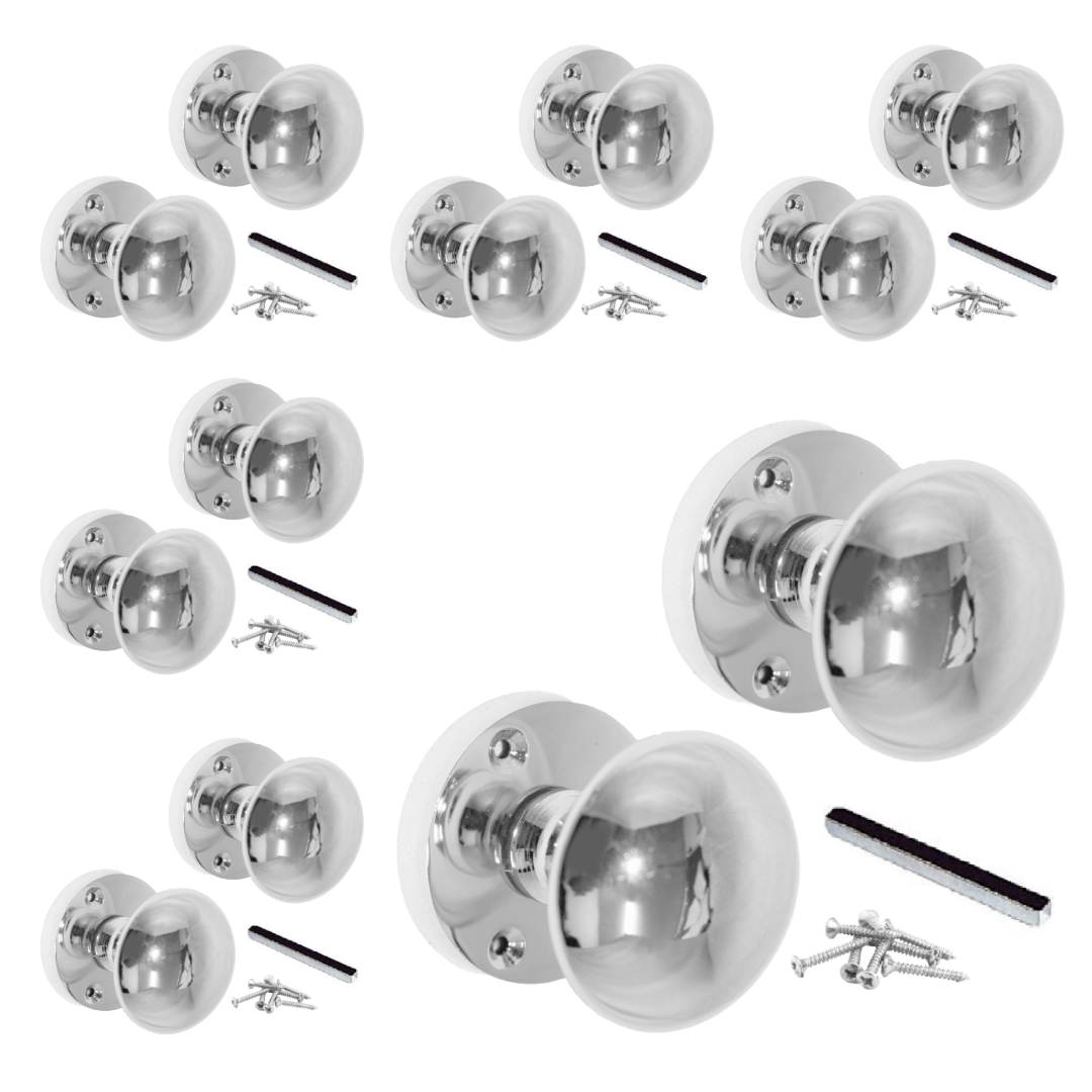 Lot de 1/4/6 paires de boutons de porte à mortaise style victorien chromés