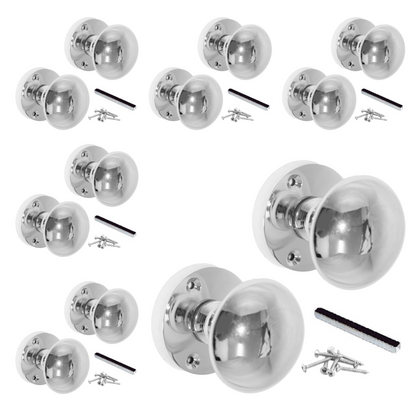 Lot de 1/4/6 paires de boutons de porte à mortaise style victorien chromés