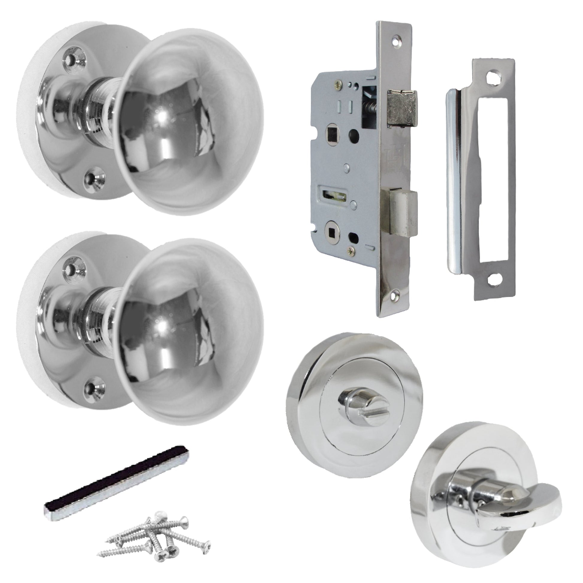 Marketplace JPG companion for Door Knobs Round Victorian Mortice Knob Sprung - Chrome Thumb Turn Lock Pack 56mm