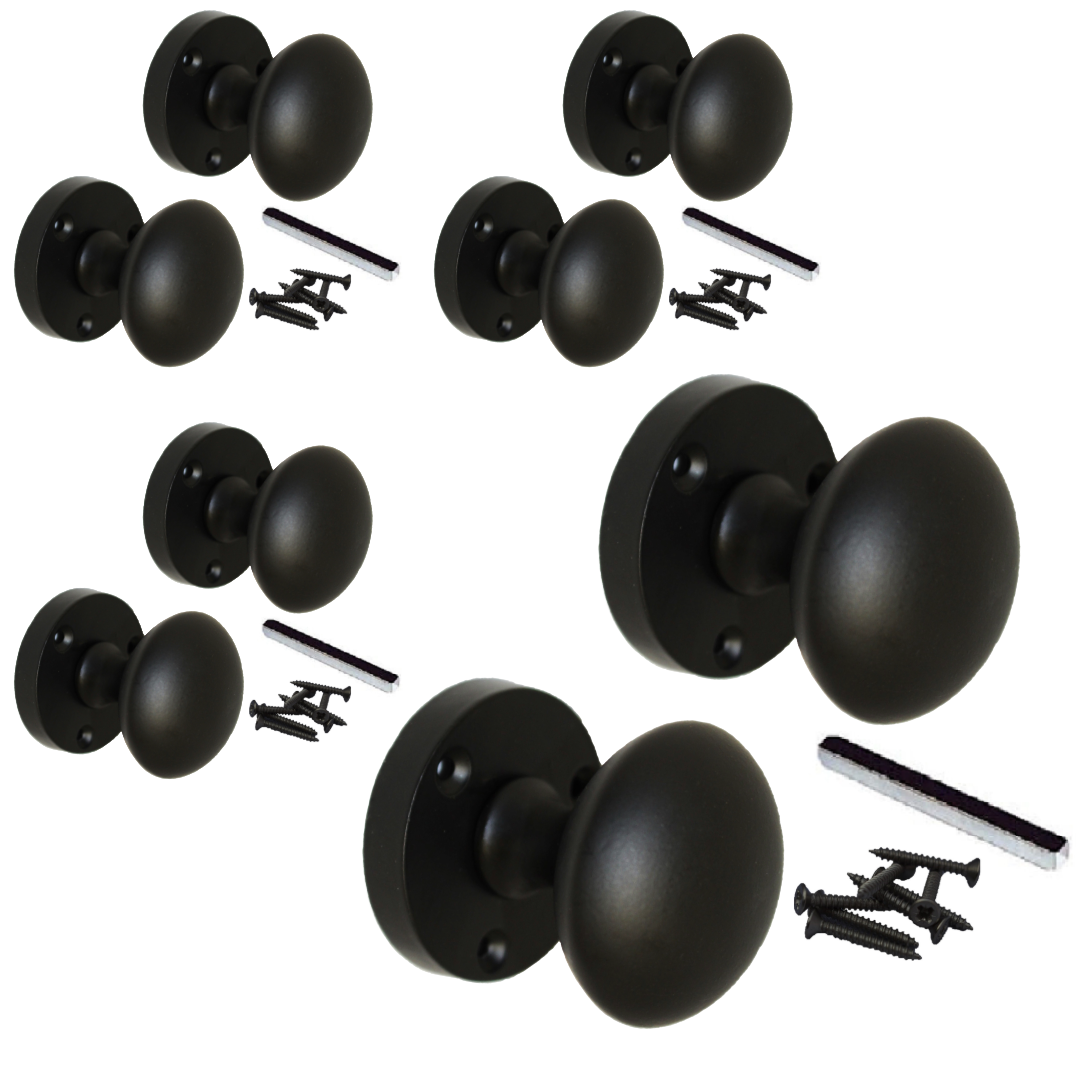 MULTIPACK Door Knobs Victorian Mortice Door Knob Matt Black 1/4/6 Pairs