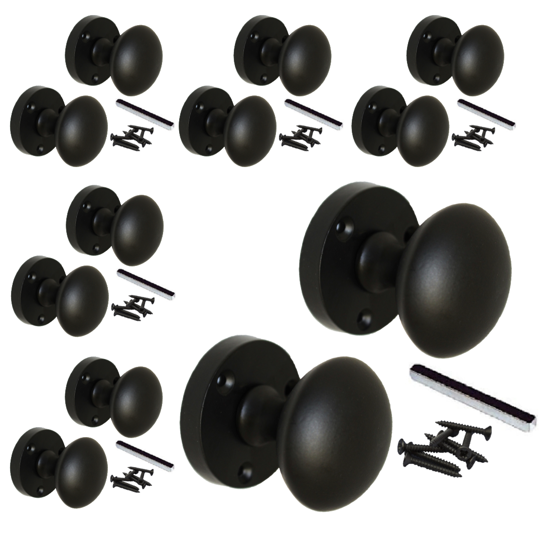 MULTIPACK Door Knobs Victorian Mortice Door Knob Matt Black 1/4/6 Pairs