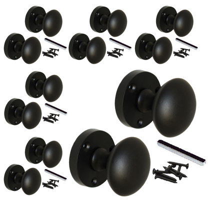 MULTIPACK Door Knobs Victorian Mortice Door Knob Matt Black 1/4/6 Pairs