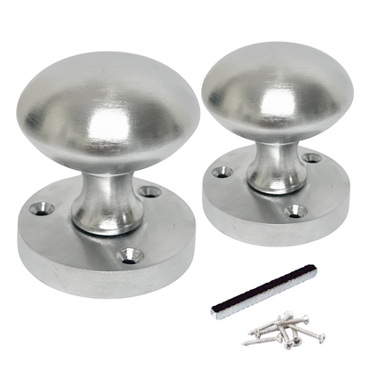 Boutons de porte ronds victoriens à mortaise à ressort - Satin 56 mm