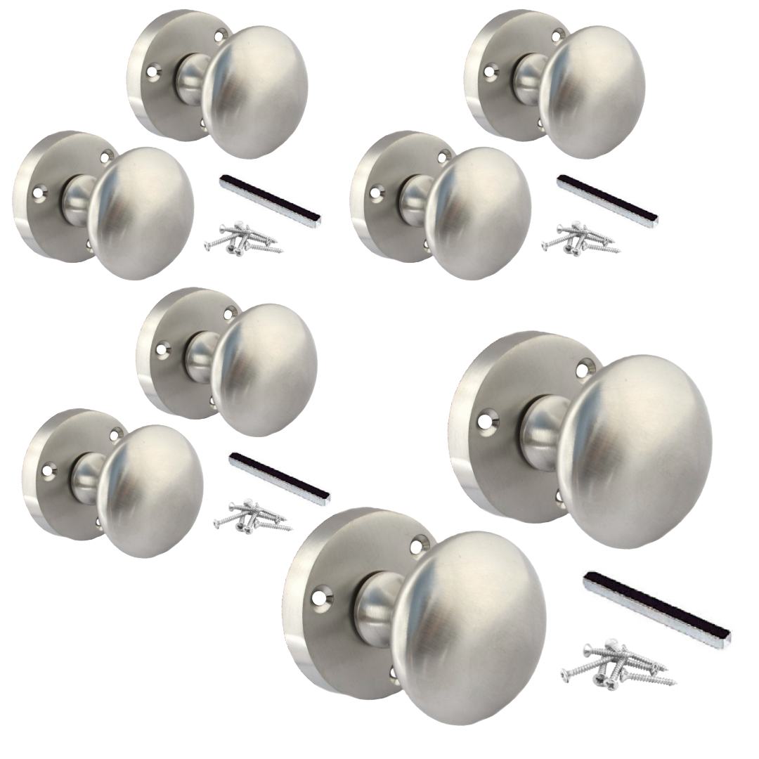 Lot de 1/4/6 paires de boutons de porte à ressort style victorien, satinés