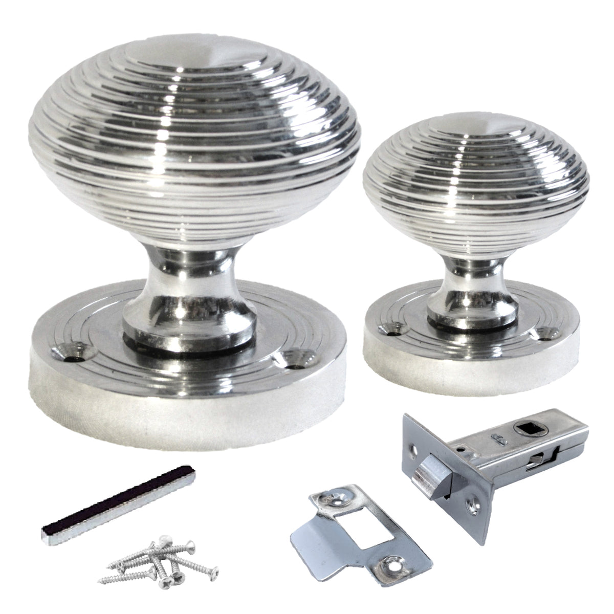 Marketplace JPG companion for Door Knobs Reeded Round Internal Mortice Knob - Chrome Latch 56mm