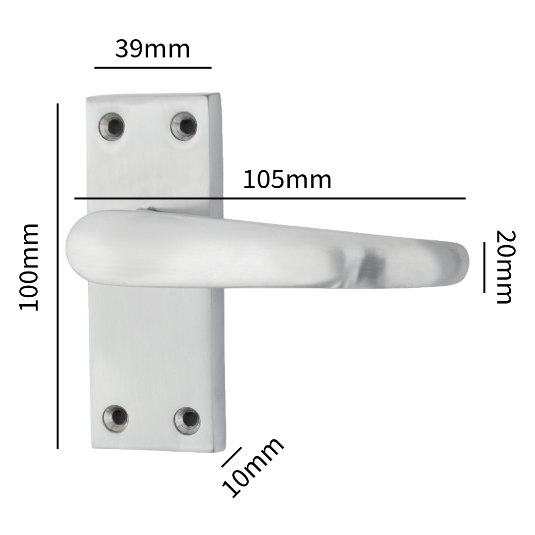 Door Handles Victorian Straight Lever Latch - Satin Chrome 100 x 40mm