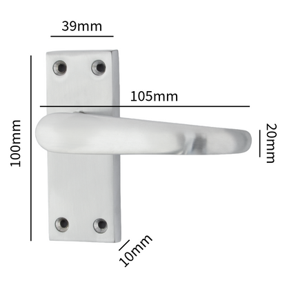Door Handles Victorian Straight Lever Latch - Satin Chrome 100 x 40mm
