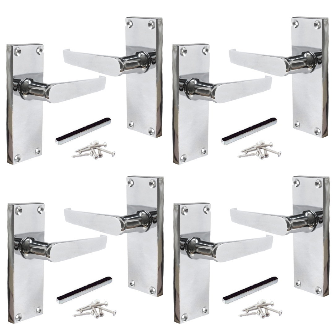 MULTIPACK Door Handles Victorian Straight Lever Latch - Chrome 1/4/6 Pairs