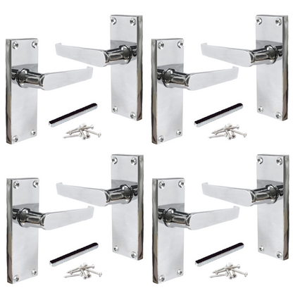 MULTIPACK Door Handles Victorian Straight Lever Latch - Chrome 1/4/6 Pairs