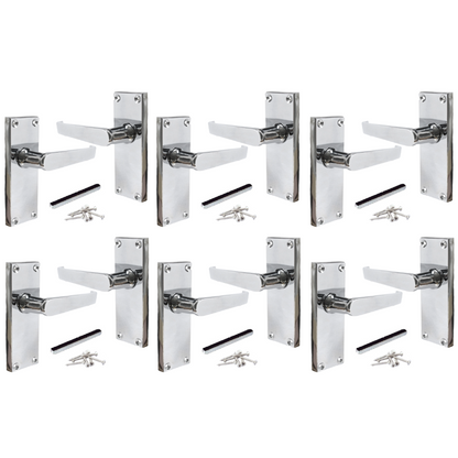 MULTIPACK Door Handles Victorian Straight Lever Latch - Chrome 1/4/6 Pairs