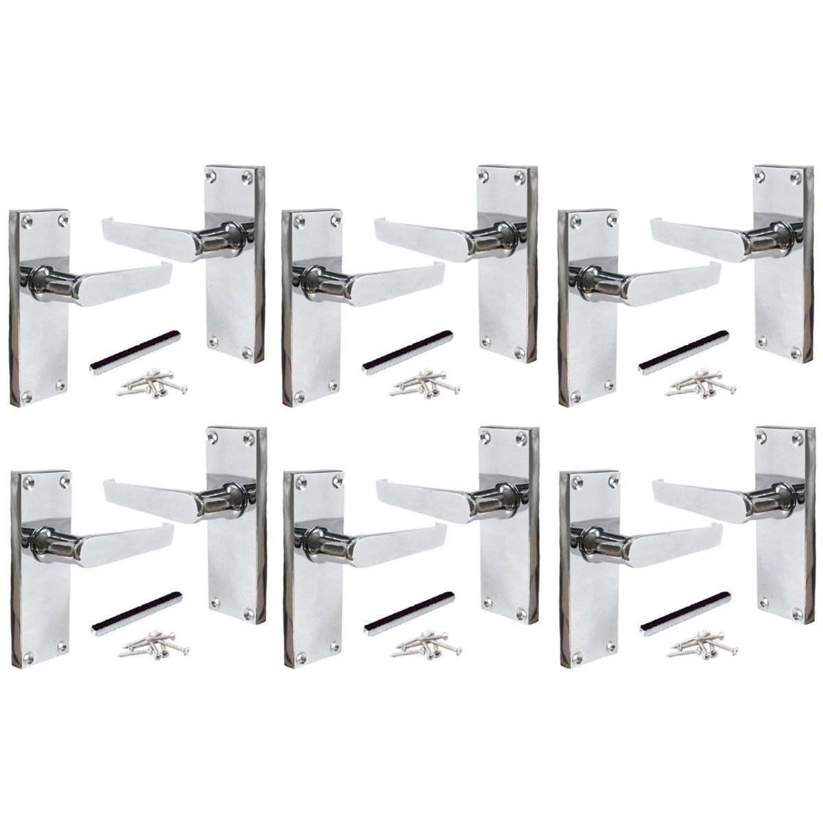 Marketplace JPG companion for Multipack Door Handles Victorian Straight Lever Latch - Chrome 1/4/6 Pairs - 113mm X 42mm
