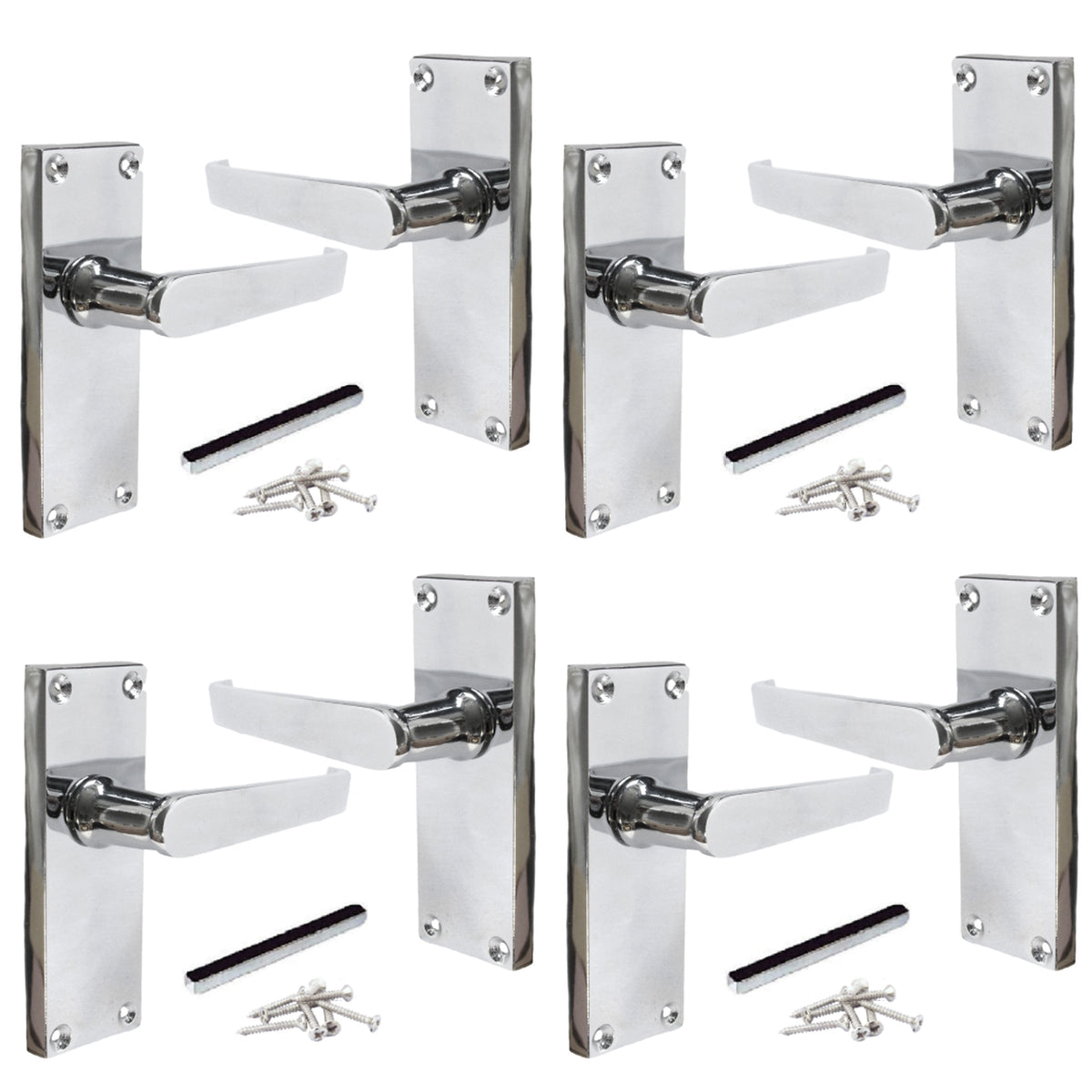 Marketplace JPG companion for Multipack Door Handles Victorian Straight Lever Latch - Chrome 1/4/6 Pairs - 113mm X 42mm