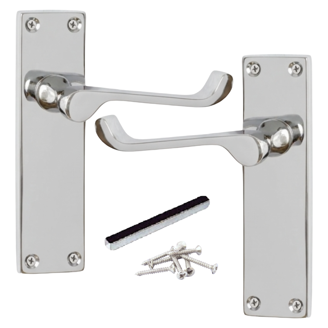 Door Handles Victorian Scroll Lever Latch - Chrome 150 x 40mm