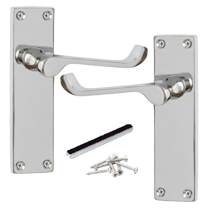 Door Handles Victorian Scroll Lever Latch - Chrome 150 x 40mm