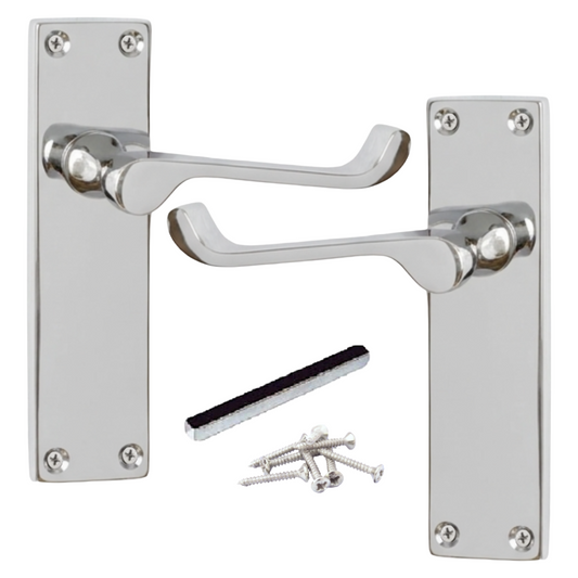 Door Handles Victorian Scroll Lever Latch - Chrome 150 x 40mm