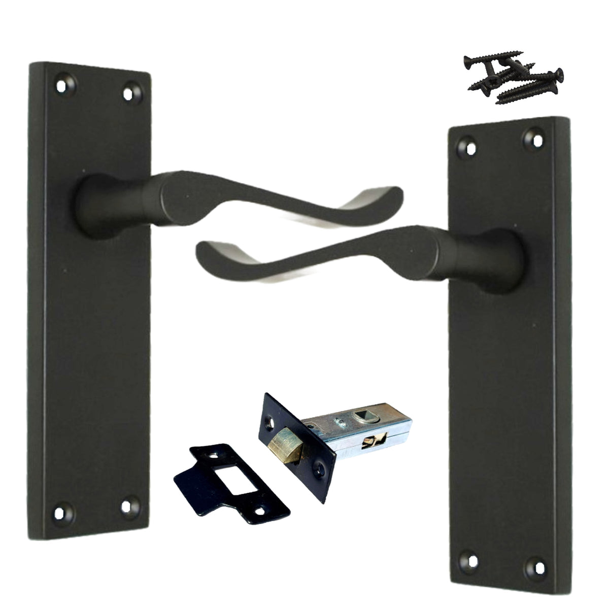 Marketplace JPG companion for Door Handles Victorian Scroll Lever Latch - Matt Black Pack 150 X 40mm