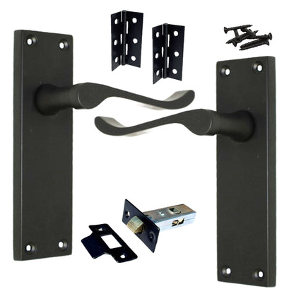 Marketplace JPG companion for Door Handles Victorian Scroll Lever Latch - Matt Black Pack Hinges 150 X 40mm