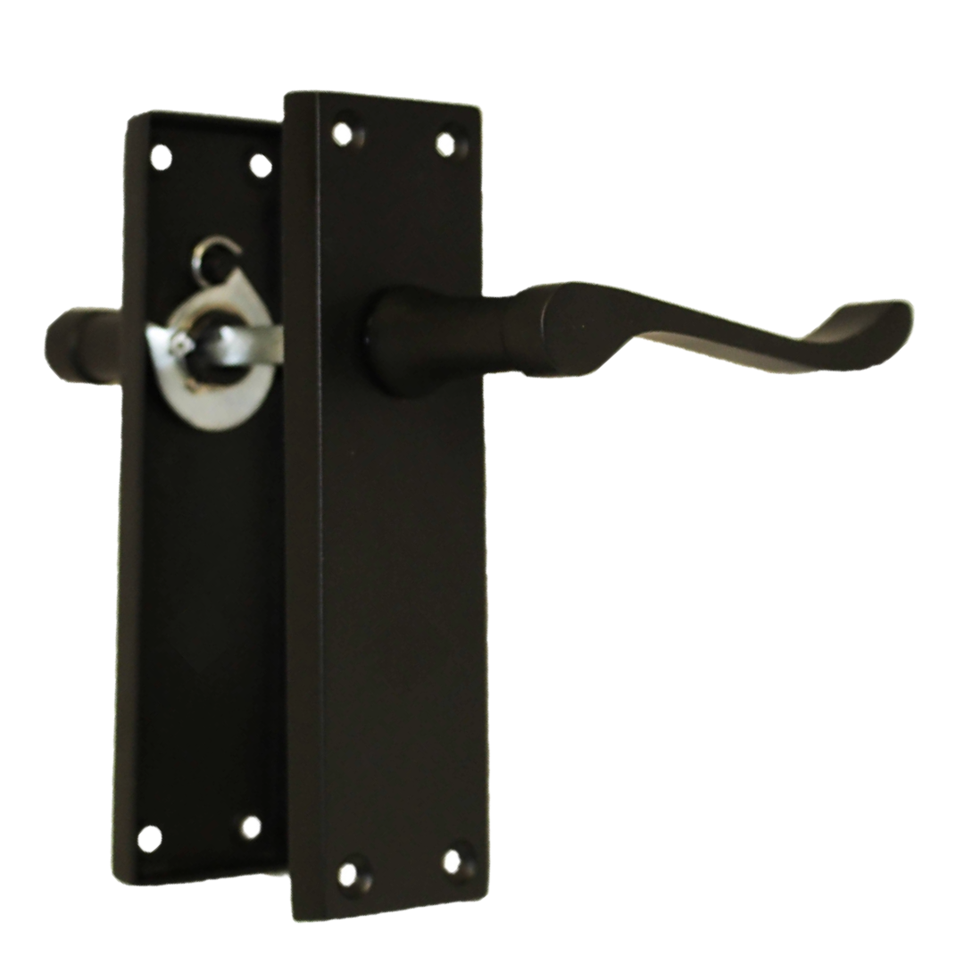 Poignées de porte victoriennes à levier et à volutes - Noir mat, pack de 150 x 40 mm