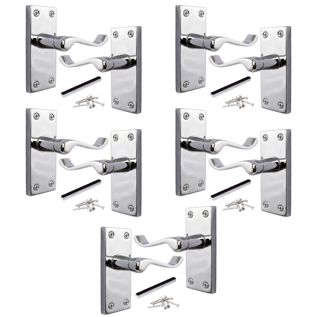 Multipack Victorian Scroll Latch Door Handle - Chrome 1-8 Pairs - 118mm