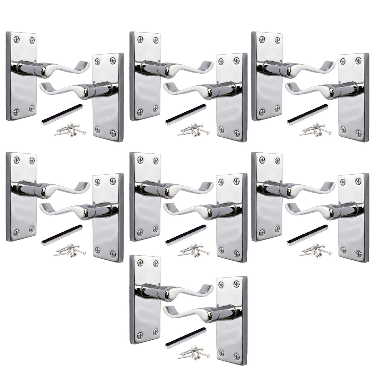Marketplace JPG companion for Multipack Victorian Scroll Latch Door Handle - Chrome 1-8 Pairs - 118mm