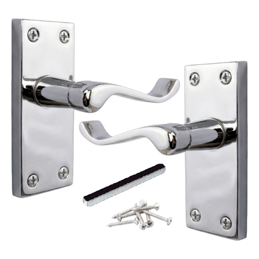 Door Handles Victorian Scroll Lever Latch - Chrome 118 x 40mm