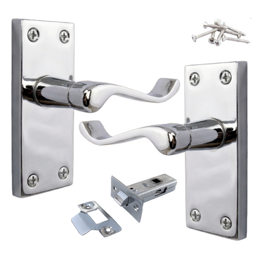 Door Handles Victorian Scroll Lever Latch - Chrome Pack 118 x 40mm