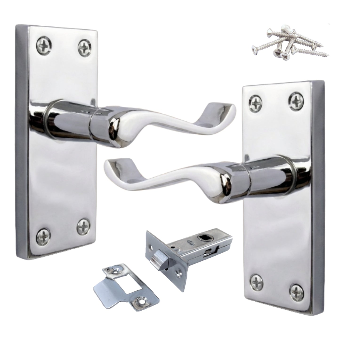 Marketplace JPG companion for Door Handles Victorian Scroll Lever Latch - Chrome Pack 118 X 40mm