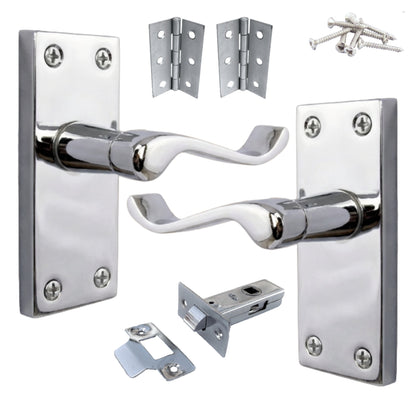 Marketplace JPG companion for Door Handles Victorian Scroll Lever Latch - Chrome Pack Hinges 118 X 40mm