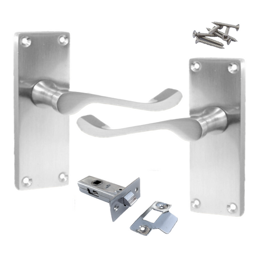 Door Handles Scroll Lever Internal Latch - Chrome Satin Pack 118 x 40mm