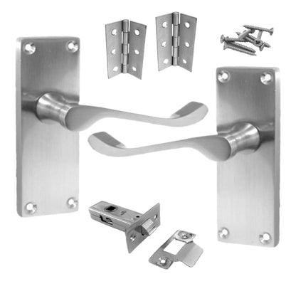 Marketplace JPG companion for Door Handles Scroll Lever Internal Latch - Chrome Satin Pack Hinges 118 X 40mm - 8mm
